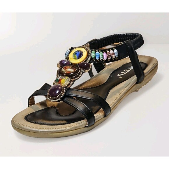 Siketu Black 39 (US 8) Flat Rubber Heel Slip-On Excellent Condition - Picture 1 of 8